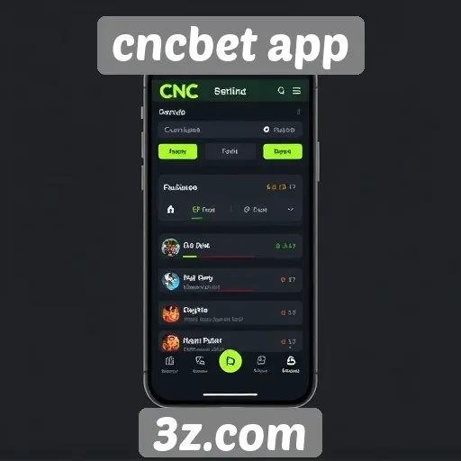Interface do usuário do cncbet app em foco